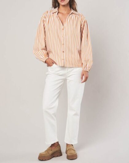 CHEMISE STELLA FOREST A RAYURE OCRE/BLANC