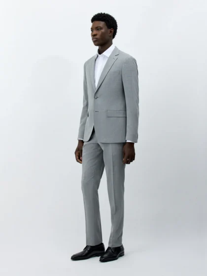 COSTUME FATHER & SONS LAINE ET SOIE GRIS CLAIR