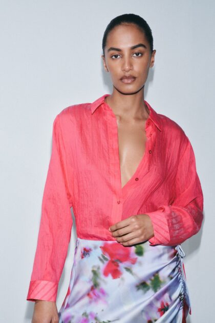 CHEMISE À RAYURES TISSÉE