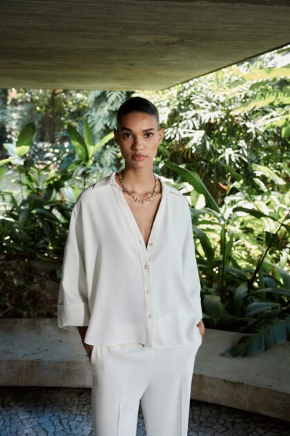 CHEMISE EN CRÊPE À MANCHES LARGES