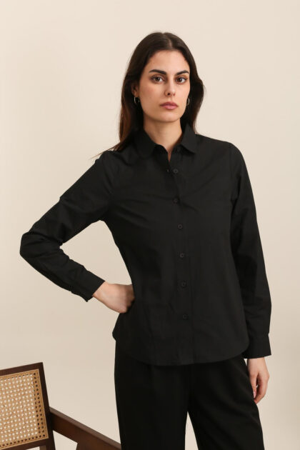 CHEMISE UNIE COL CLAUDINE DAPHNEA