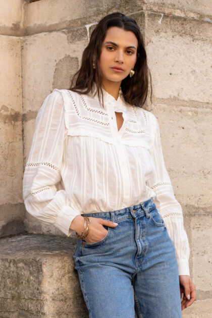 CHEMISE EN COTON BRODEE