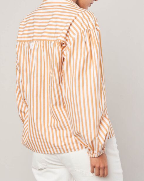 CHEMISE STELLA FOREST A RAYURE OCRE/BLANC – Image 3