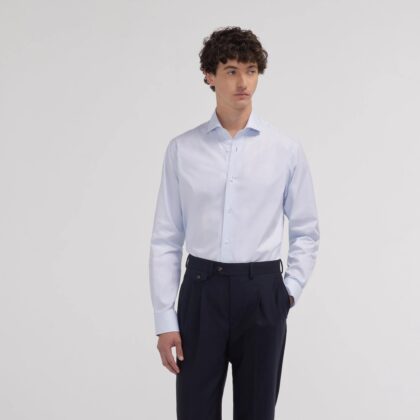 CHEMISE ATELIER PRIVE SLIM FIT STRETCH BLEUE COL ITALIEN