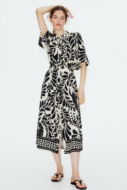 ROBE CHEMISE AVEC CEINTURE À NOUER