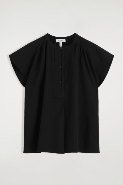 BLOUSE FRONCÉE COL OFFICIER COS