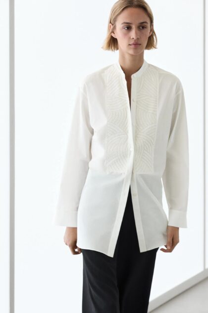 CHEMISE POPELINE BRODÉE 100 % COTON MASSIMO DUTTI