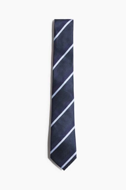 CRAVATE RAYURE FINE BLEU MARINE